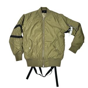 Stampd Strapped Bomber Jacket Men’s M Olive Green Utility Pocket Double Zip